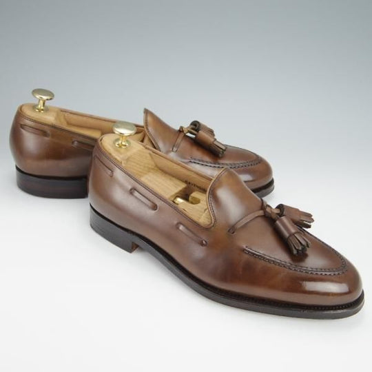 美品★クロケット&ジョーンズ 6E【定価￥86,900-★CAVENDISH 3/キャベンディッシュ3】タッセルローファー/茶/Crockett&Jones★h248