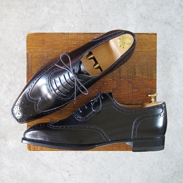 未使用★(伊)エンツォ・ボナフェ SIZE 7【ハンドソーンウェルテッド製法★MAGNUM別注/フルブローグ】カーフ/黒/メンズ/Enzo Bonafe★h249