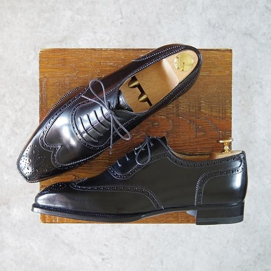 未使用★(伊)エンツォ・ボナフェ SIZE 7【ハンドソーンウェルテッド製法★MAGNUM別注/フルブローグ】カーフ/黒/メンズ/Enzo Bonafe★h249