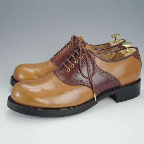 極上★(熊本)ソニックラブ SIZE 9【ウイスキー系色コードバン×赤茶コンビ★グッドイヤーウェルテッド製法】サドルシューズ/SONIC LAB★h250