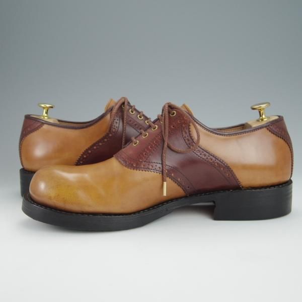 極上★(熊本)ソニックラブ SIZE 9【ウイスキー系色コードバン×赤茶コンビ★グッドイヤーウェルテッド製法】サドルシューズ/SONIC LAB★h250