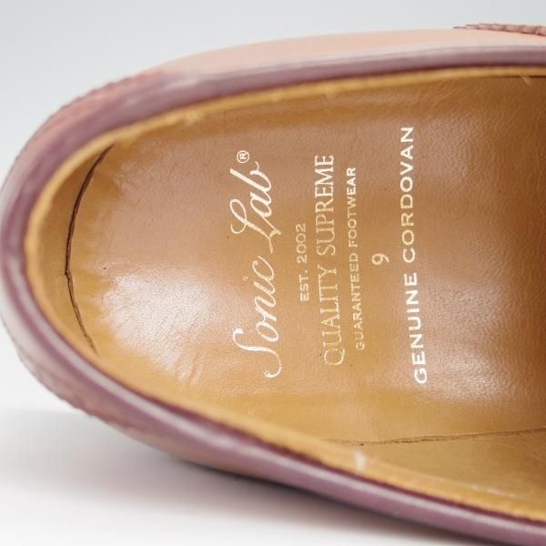 極上★(熊本)ソニックラブ SIZE 9【ウイスキー系色コードバン×赤茶コンビ★グッドイヤーウェルテッド製法】サドルシューズ/SONIC LAB★h250