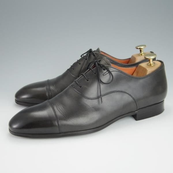 極美品☆(伊)サントーニ SIZE 7【☆ストレートチップ/11011】カーフ/灰