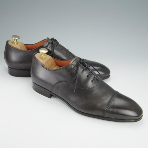 極美品★(伊)サントーニ SIZE 7【★ストレートチップ/11011】カーフ/灰〜黒/メンズ/Santoni★h256