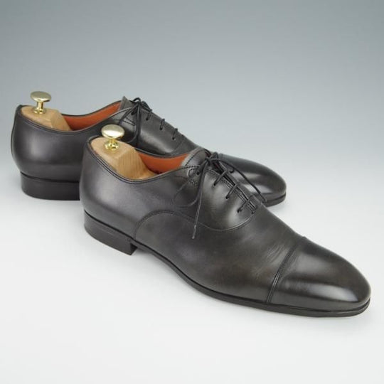 極美品★(伊)サントーニ SIZE 7【★ストレートチップ/11011】カーフ/灰〜黒/メンズ/Santoni★h256