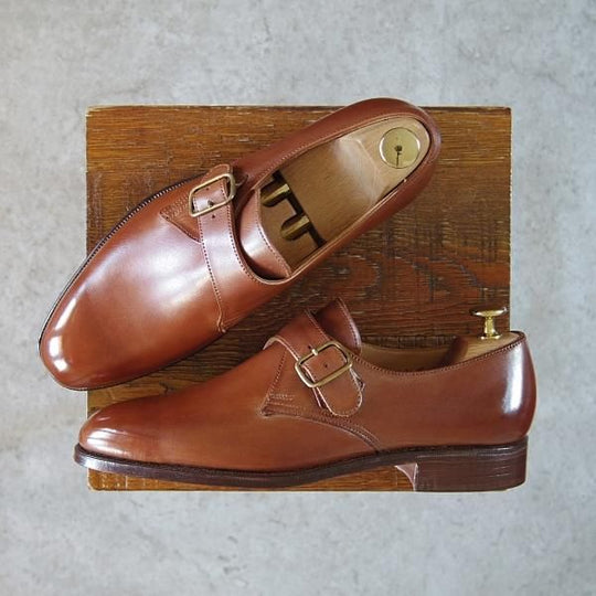 未使用★クロケット&ジョーンズ UK6/US6.5E【★(米)ラルフローレン別注/Ralph Lauren】モンクストラップ/カーフ/茶/Crockett&Jones★h261