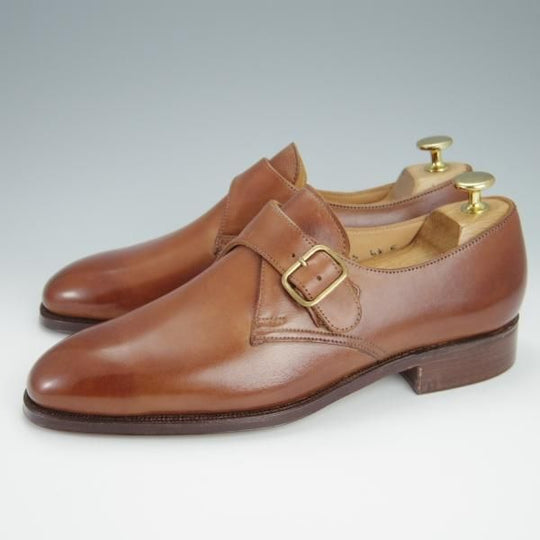 未使用★クロケット&ジョーンズ UK6/US6.5E【★(米)ラルフローレン別注/Ralph Lauren】モンクストラップ/カーフ/茶/Crockett&Jones★h261