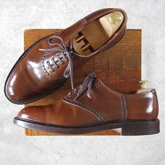 極上★クロケット&ジョーンズ UK9.5/US10E【貴重★コードバン/茶/ラルフローレン別注】サドルシューズ/Ralph Lauren/Crockett&Jones★h266