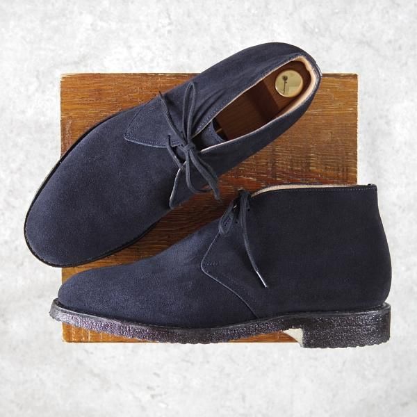 極美品★チャーチ 75F/UK7.5【定価￥102,300-★RYDER/ライダー】81ラスト/5都市ロゴ/チャッカブーツ/スエード/紺/メンズ/Church's★h268