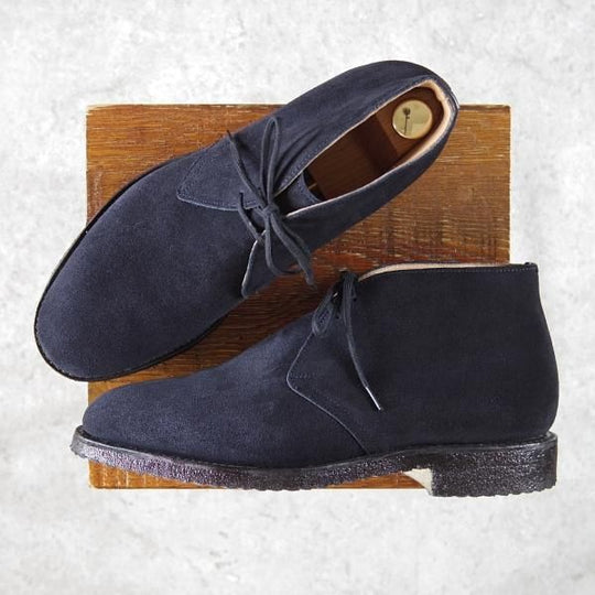 極美品★チャーチ 75F/UK7.5【定価￥102,300-★RYDER/ライダー】81ラスト/5都市ロゴ/チャッカブーツ/スエード/紺/メンズ/Church's★h268