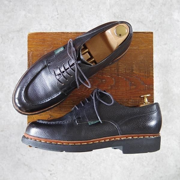 美品★パラブーツ SIZE 7【モデル定価￥71,500-★CHAMBORD/シャンボード/BLUE WORK別注】紺/TEXソール/Uチップ/メンズ/Paraboot★h285