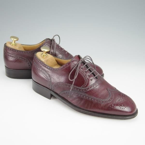 極美品★(伊)ア・テストーニ SIZE 6【★フルブローグ/シボ革】カーフ/赤茶/メンズ/a.testoni★h288