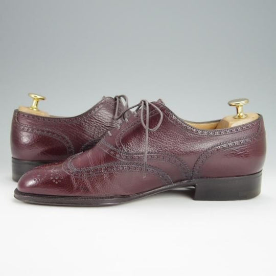 極美品★(伊)ア・テストーニ SIZE 6【★フルブローグ/シボ革】カーフ/赤茶/メンズ/a.testoni★h288