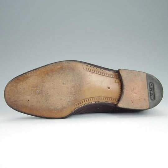 極美品★(伊)ア・テストーニ SIZE 6【★フルブローグ/シボ革】カーフ/赤茶/メンズ/a.testoni★h288