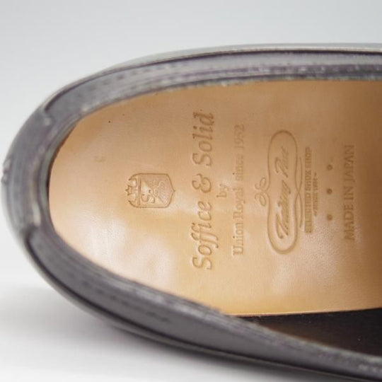 美品★Soffice&Solid/ソフィス&ソリッド SIZE 6【現行定価5〜6万円程度★ストレートチップ/S502】カーフ/黒/トレーディングポスト取扱★h293