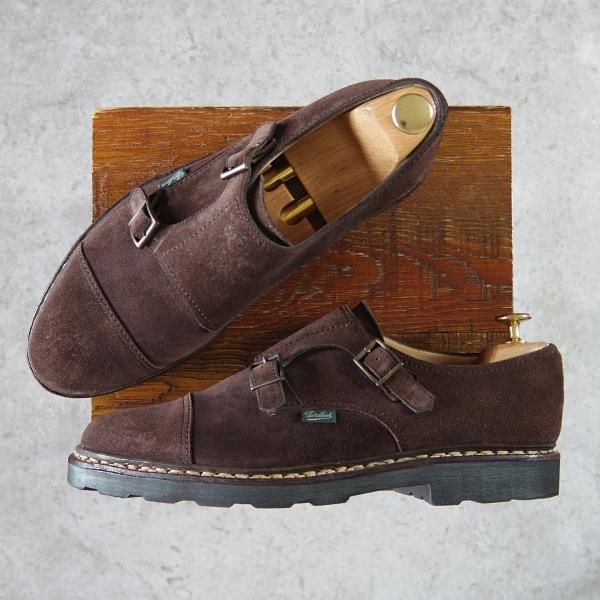 極上★パラブーツ SIZE 8【定価￥82,500-★ウィリアム/WILLIAM】マルシェソール/ダブルモンク/スエード/濃茶/メンズ/Paraboot★h294