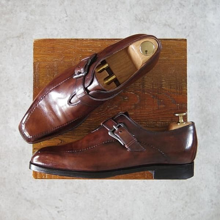 ★(仏)ベルルッティ SIZE 6【シャドウステッチ仕様★ヴェネチアレザー/モンクストラップ】濃茶/メンズ/Berluti★h305