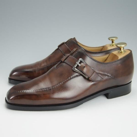 ★(仏)ベルルッティ SIZE 6【シャドウステッチ仕様★ヴェネチアレザー/モンクストラップ】濃茶/メンズ/Berluti★h305