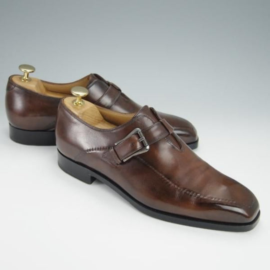 ★(仏)ベルルッティ SIZE 6【シャドウステッチ仕様★ヴェネチアレザー/モンクストラップ】濃茶/メンズ/Berluti★h305