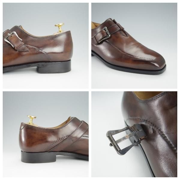 ★(仏)ベルルッティ SIZE 6【シャドウステッチ仕様★ヴェネチアレザー/モンクストラップ】濃茶/メンズ/Berluti★h305