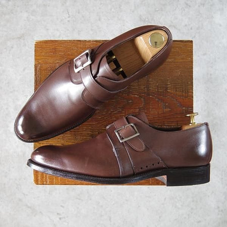 未使用★(英)グレンソン 7F【★モンクストラップ/濃茶】34596/カーフ/メンズ/GRENSON★h307
