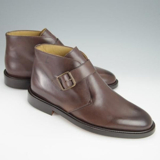 未使用★(伊製)ラルフローレン UK8.5程度【ブラックラピド製法★ジョージブーツ/モンクストラップ】濃茶/カーフ/Ralph Lauren★h308