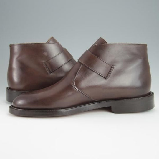 未使用★(伊製)ラルフローレン UK8.5程度【ブラックラピド製法★ジョージブーツ/モンクストラップ】濃茶/カーフ/Ralph Lauren★h308