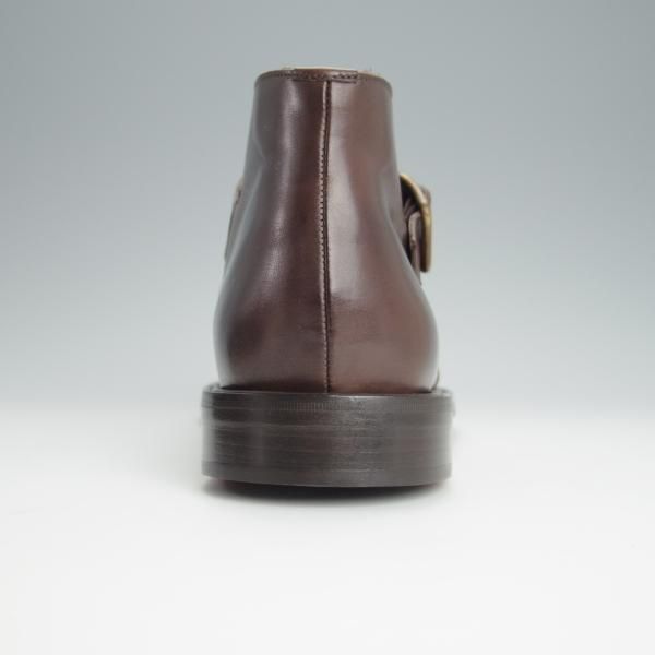 未使用★(伊製)ラルフローレン UK8.5程度【ブラックラピド製法★ジョージブーツ/モンクストラップ】濃茶/カーフ/Ralph Lauren★h308