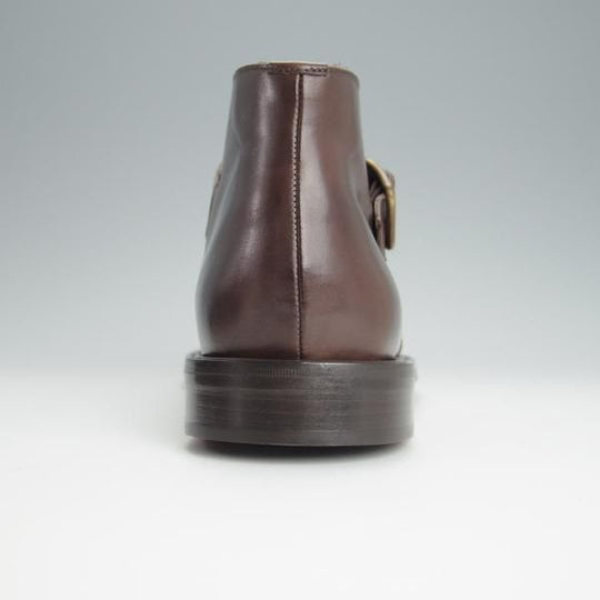 未使用★(伊製)ラルフローレン UK8.5程度【ブラックラピド製法★ジョージブーツ/モンクストラップ】濃茶/カーフ/Ralph Lauren★h308