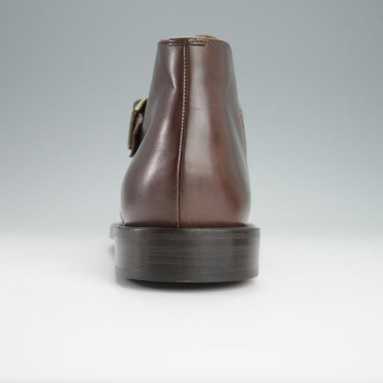 未使用★(伊製)ラルフローレン UK8.5程度【ブラックラピド製法★ジョージブーツ/モンクストラップ】濃茶/カーフ/Ralph Lauren★h308