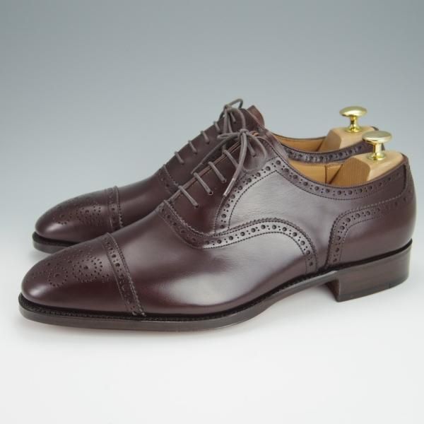 未使用★セントラル靴製 SIZE 9【グッドイヤーウェルテッド製法★(銀座)TEIJIN MEN'S SHOP別注/セミブローグ】カーフ/濃茶/メンズ★h309