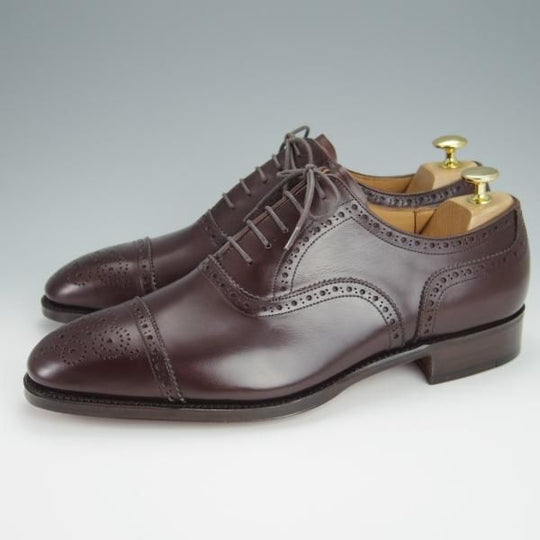 未使用★セントラル靴製 SIZE 9【グッドイヤーウェルテッド製法★(銀座)TEIJIN MEN'S SHOP別注/セミブローグ】カーフ/濃茶/メンズ★h309