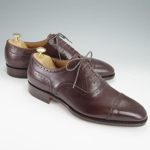 未使用★セントラル靴製 SIZE 9【グッドイヤーウェルテッド製法★(銀座)TEIJIN MEN'S SHOP別注/セミブローグ】カーフ/濃茶/メンズ★h309