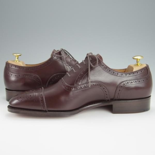 未使用★セントラル靴製 SIZE 9【グッドイヤーウェルテッド製法★(銀座)TEIJIN MEN'S SHOP別注/セミブローグ】カーフ/濃茶/メンズ★h309