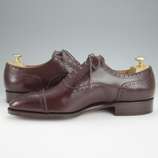 未使用★セントラル靴製 SIZE 9【グッドイヤーウェルテッド製法★(銀座)TEIJIN MEN'S SHOP別注/セミブローグ】カーフ/濃茶/メンズ★h309