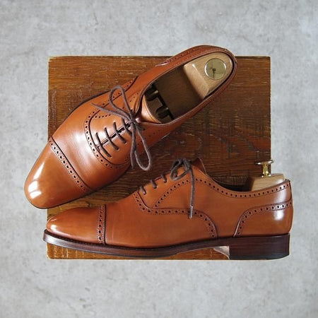 極上★(スペイン製)CARMINA/カルミナ SIZE 6.5【定価￥72,600-★クォーターブローグ/SIMPSOMラスト】80105/茶★h311