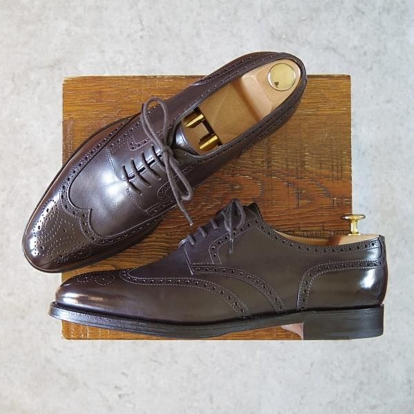 極美品★ジョンロブ 7.5E【現行オーダー価格￥270,600-★8695ラスト/DARBY 2】ダービー/フルブローグ/カーフ/濃茶/JOHN LOBB★h321