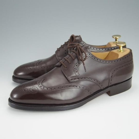 極美品★ジョンロブ 7.5E【現行オーダー価格￥270,600-★8695ラスト/DARBY 2】ダービー/フルブローグ/カーフ/濃茶/JOHN LOBB★h321
