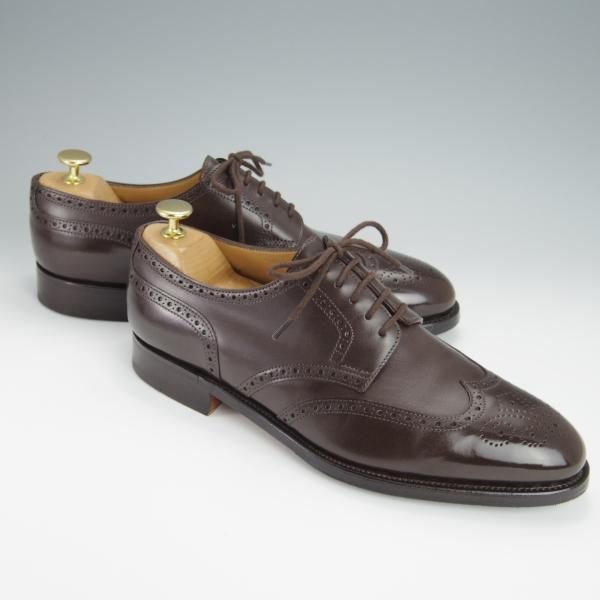 極美品★ジョンロブ 7.5E【現行オーダー価格￥270,600-★8695ラスト/DARBY 2】ダービー/フルブローグ/カーフ/濃茶/JOHN LOBB★h321