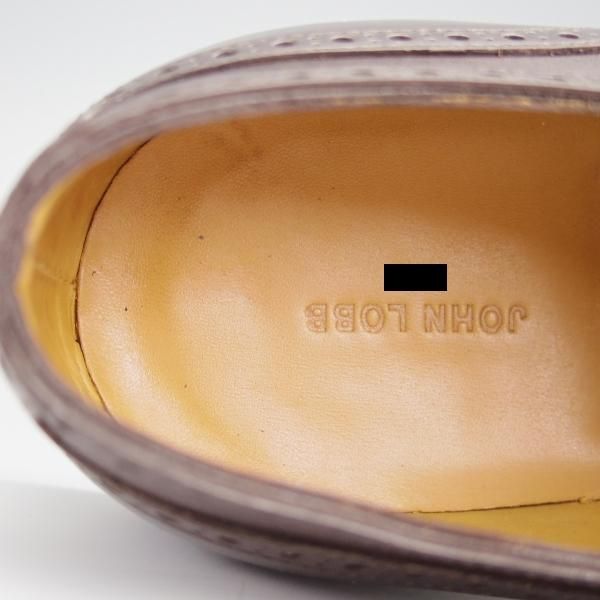 極美品★ジョンロブ 7.5E【現行オーダー価格￥270,600-★8695ラスト/DARBY 2】ダービー/フルブローグ/カーフ/濃茶/JOHN LOBB★h321