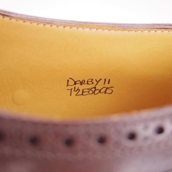 極美品★ジョンロブ 7.5E【現行オーダー価格￥270,600-★8695ラスト/DARBY 2】ダービー/フルブローグ/カーフ/濃茶/JOHN LOBB★h321