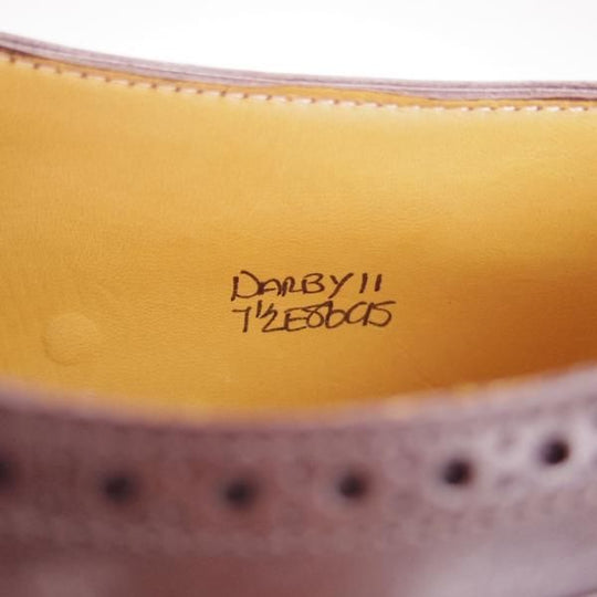 極美品★ジョンロブ 7.5E【現行オーダー価格￥270,600-★8695ラスト/DARBY 2】ダービー/フルブローグ/カーフ/濃茶/JOHN LOBB★h321