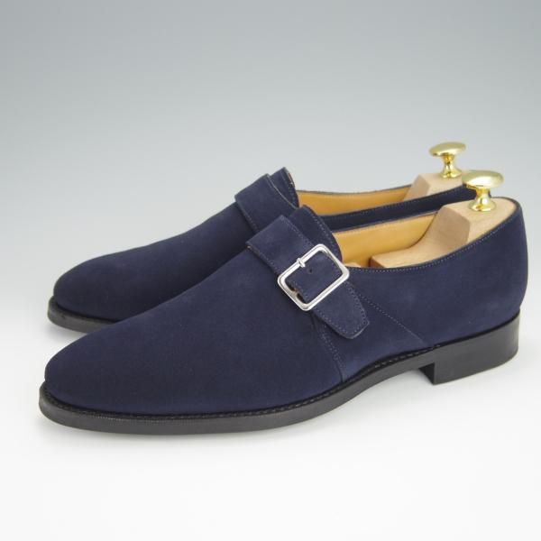未使用★Oriental/オリエンタル SIZE 6【定価￥42,900-★ダイナイトソール仕様/JOSEPH】3306/モンクストラップ/スエード/紺/メンズ★h322