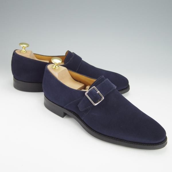 未使用★Oriental/オリエンタル SIZE 6【定価￥42,900-★ダイナイトソール仕様/JOSEPH】3306/モンクストラップ/スエード/紺/メンズ★h322