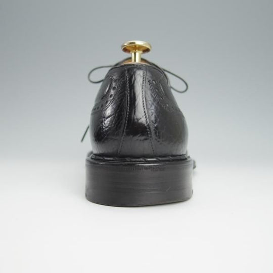 ★(伊)ア・テストーニ SIZE 7【上級★ブラックラピド製法/ブラックラベル】フルブローグ/グレインレザー/黒/メンズ/a.testoni★h329