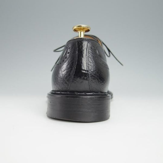 ★(伊)ア・テストーニ SIZE 7【上級★ブラックラピド製法/ブラックラベル】フルブローグ/グレインレザー/黒/メンズ/a.testoni★h329