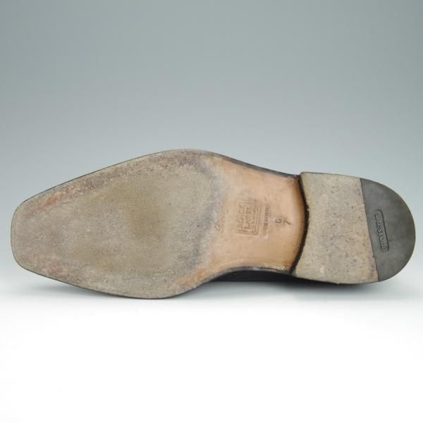 ★(伊)ア・テストーニ SIZE 7【上級★ブラックラピド製法/ブラックラベル】フルブローグ/グレインレザー/黒/メンズ/a.testoni★h329