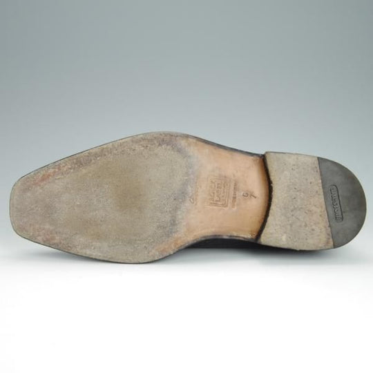 ★(伊)ア・テストーニ SIZE 7【上級★ブラックラピド製法/ブラックラベル】フルブローグ/グレインレザー/黒/メンズ/a.testoni★h329