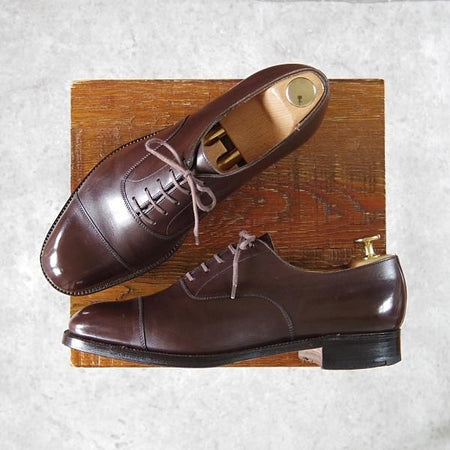極上★J.M.ウェストン 6E【定価￥137,500-★300/ストレートチップ】11ラスト/旧ロゴ/ヴィンテージ/カーフ/濃茶/Weston/ウエストン★h337
