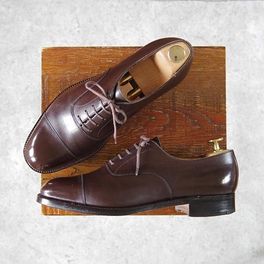 極上★J.M.ウェストン 6E【定価￥137,500-★300/ストレートチップ】11ラスト/旧ロゴ/ヴィンテージ/カーフ/濃茶/Weston/ウエストン★h337